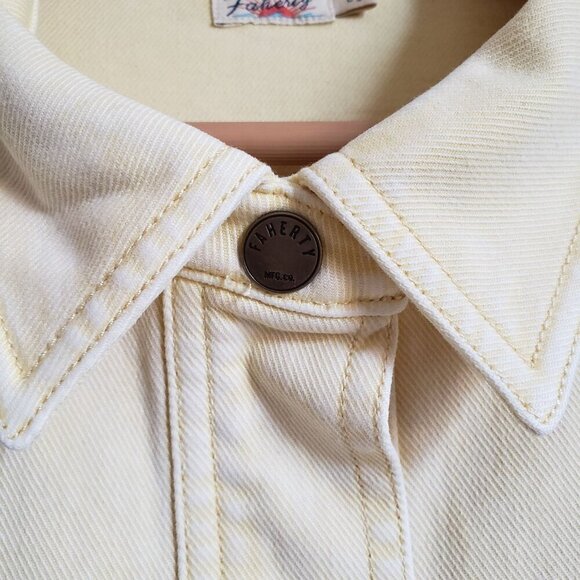 Faherty Sunny Oversized Organic Cotton Blend Shacket Washed Yellow Women's Large - Picture 9 of 10